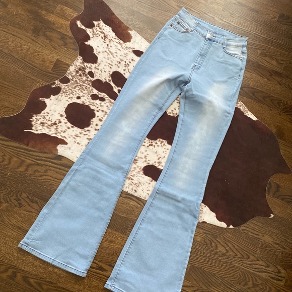 Getadme Classic American pocket embroidery washed high waist washed jeans for men and women hip hop loose casual wide leg straight jeans